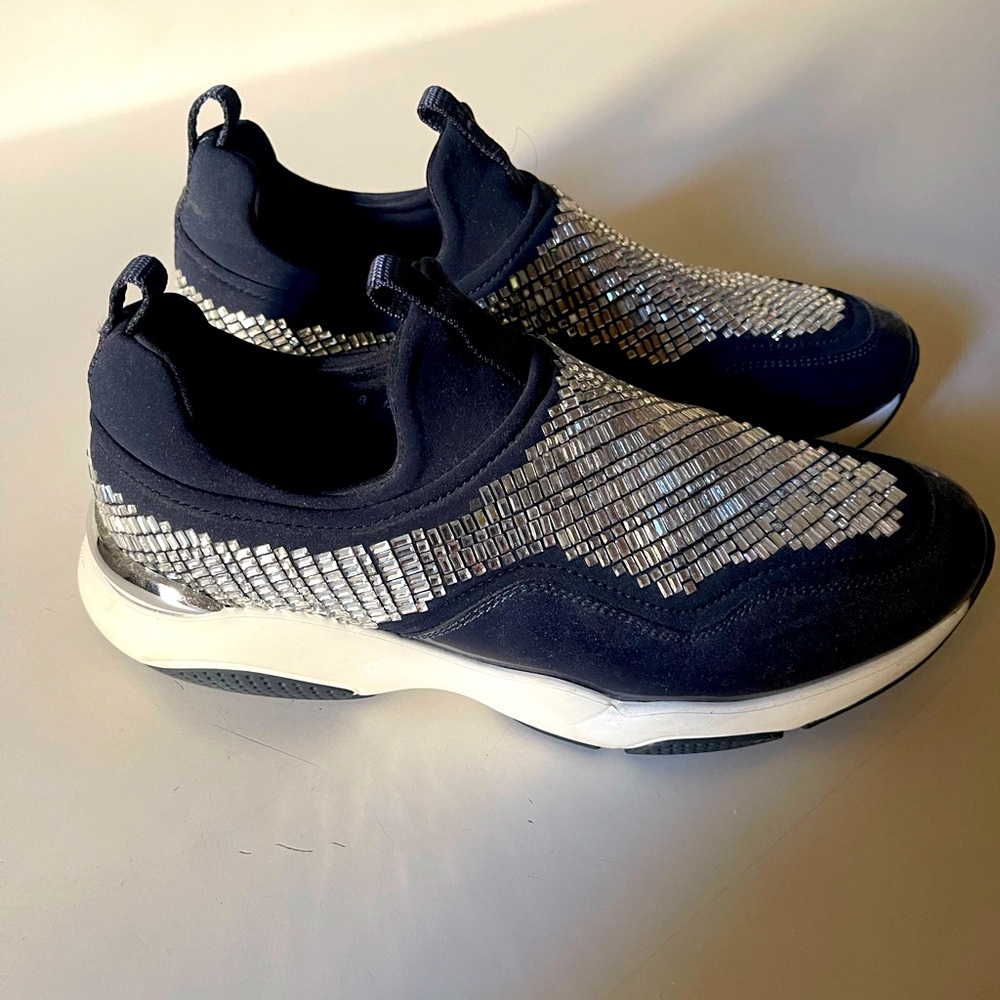 Salvatore Ferragamo Sparkle Leather Crystal Sneakers (Size 8) for Sale!!